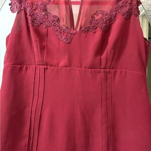 le chateau Red Lace Cap-Sleeve Blouse